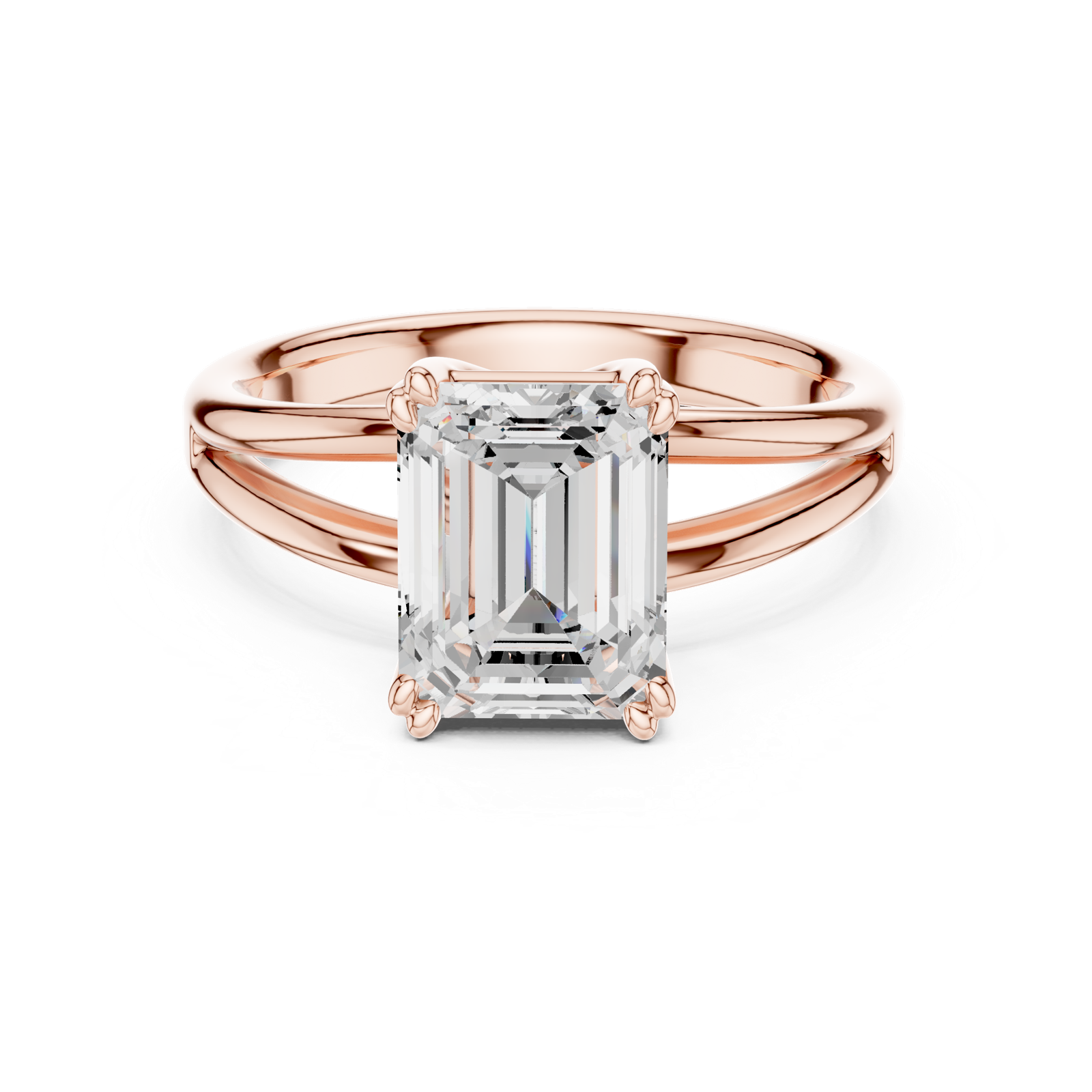 Gold Jewelry L36-7, Emerald center stone, Rose Gold, view 4