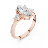 Gold Jewelry L35-66, Marquise center stone, Rose Gold, view 2