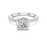 Gold Ring, Cushion center stone, White Gold, view 4