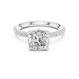 Gold Ring, Cushion center stone, White Gold, view 4