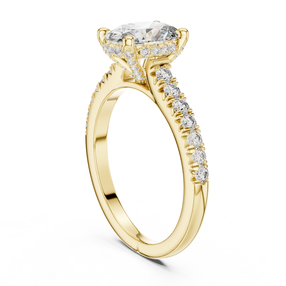 14K Solid Gold Lab Diamond Solitaire Ring, Yellow Gold, view 1