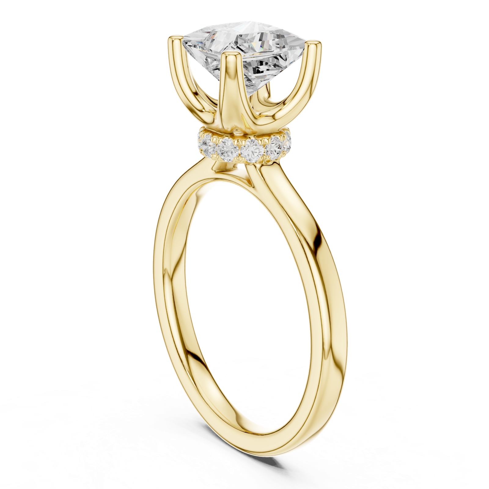 Gold Ring DDLR-176, Princess center stone, Yellow Gold, view 1