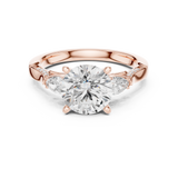 Gold Ring DDLR-284, Round center stone, Rose Gold, view 4