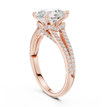 Gold Ring DDLR-252, Pear center stone, Rose Gold, view 1