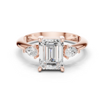 Gold Jewelry, Emerald center stone, Rose Gold