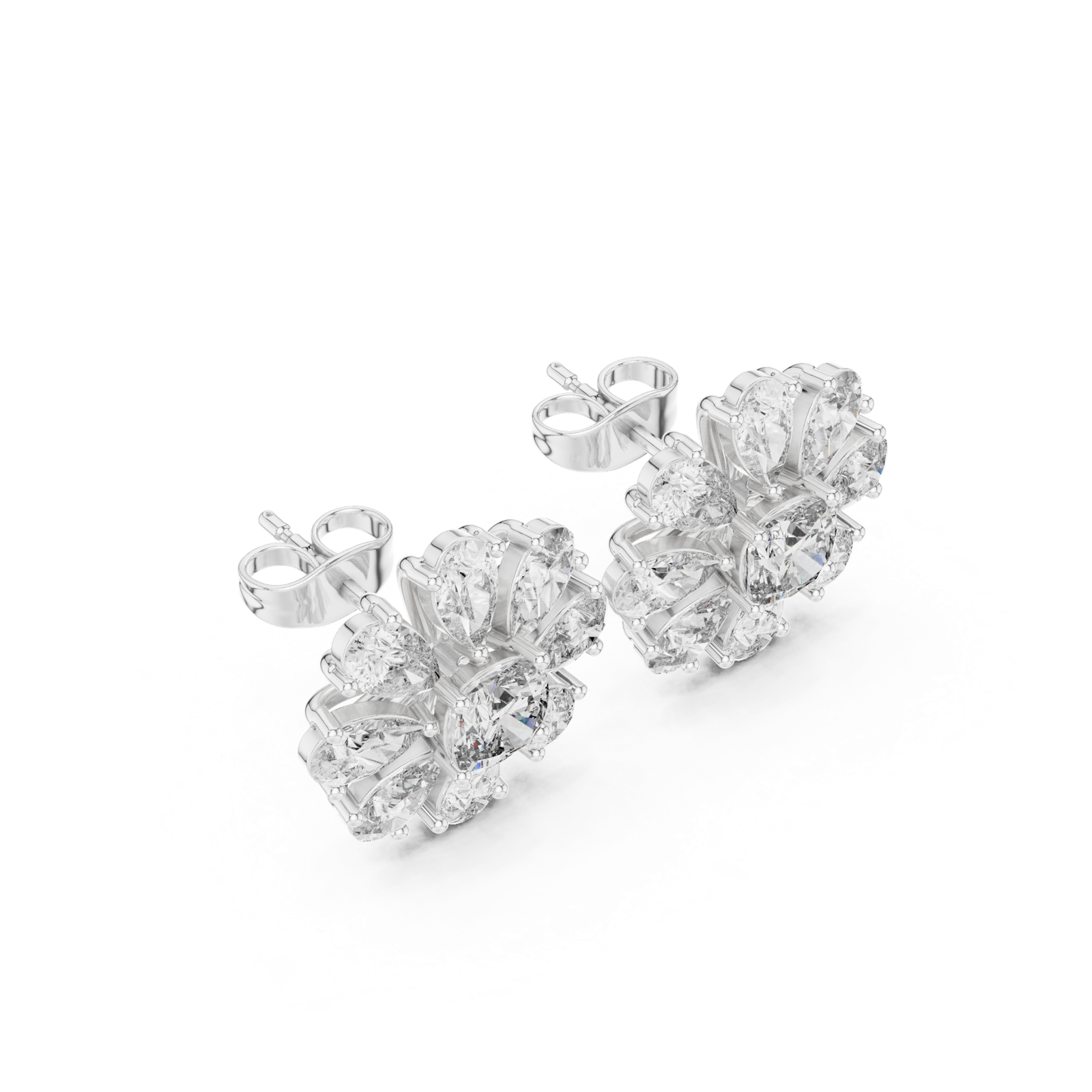 Gold Earrings AER-44, White Gold, view 2