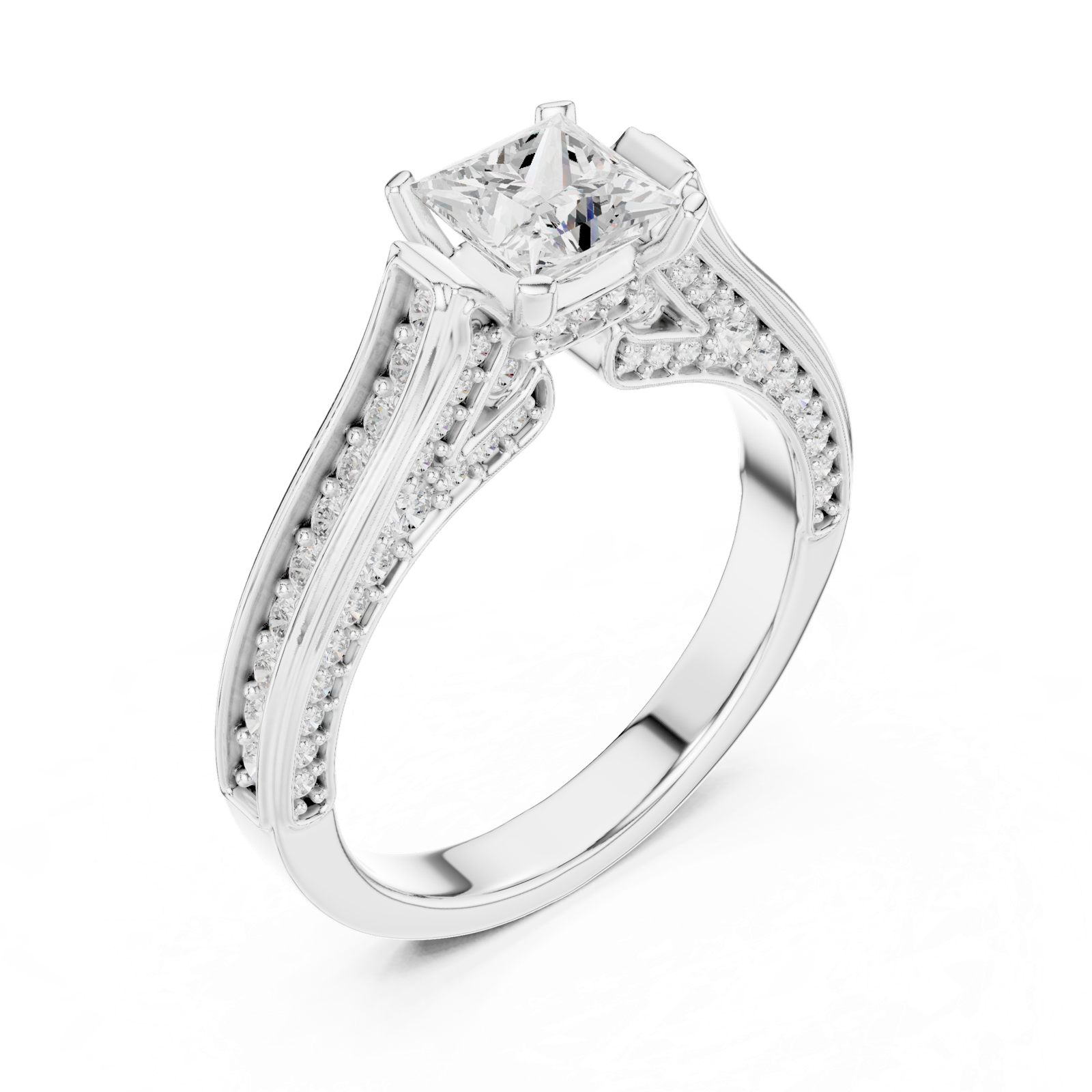 Gold Ring LR-0281, White Gold, view 2