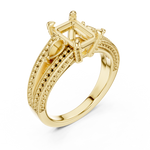 Gold Ring, Radiant center stone, Yellow Gold, view 2