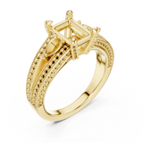 Gold Ring, Radiant center stone, Yellow Gold, view 2