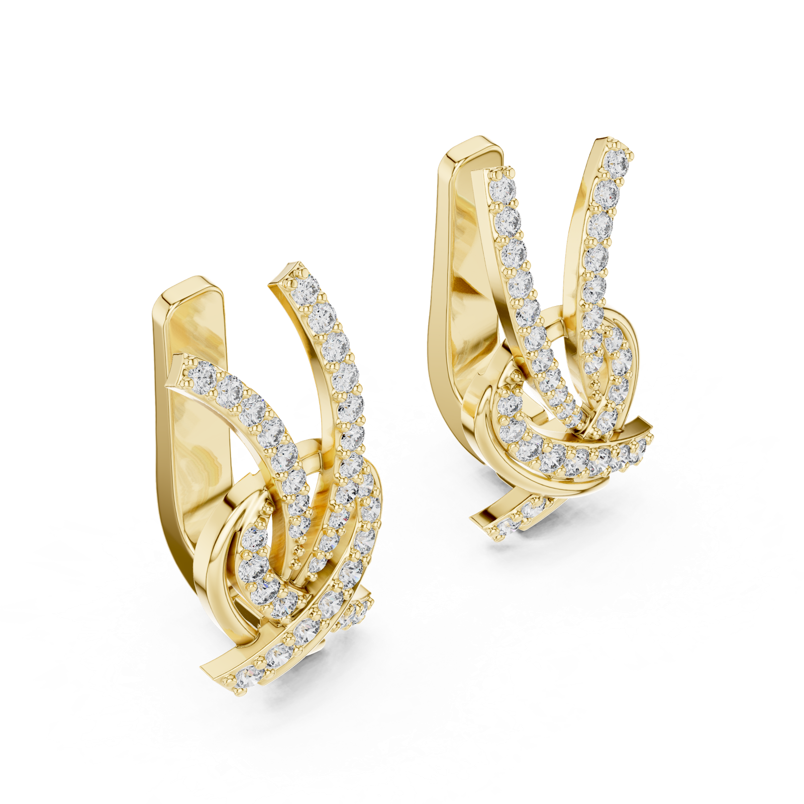 Gold Earrings L03-26, Yellow Gold, view 2