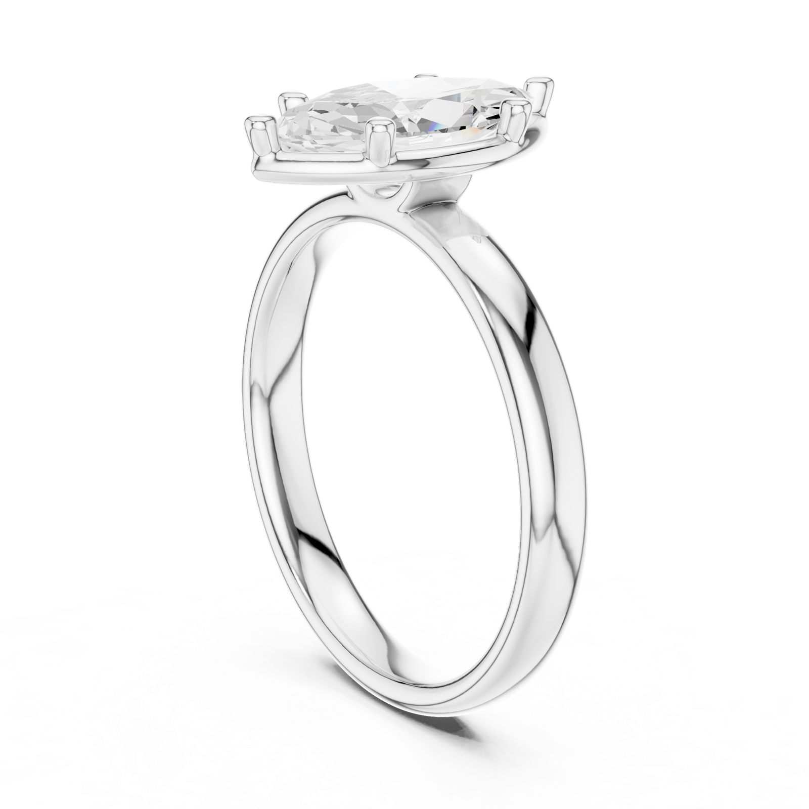 Gold Jewelry L36-10, Marquise center stone, White Gold, view 1