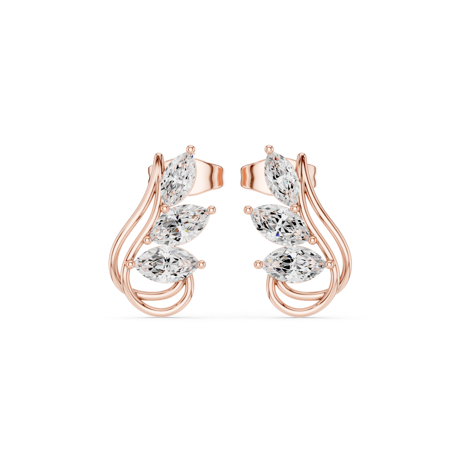 Gold Earrings Earring, Rose Gold, view 4