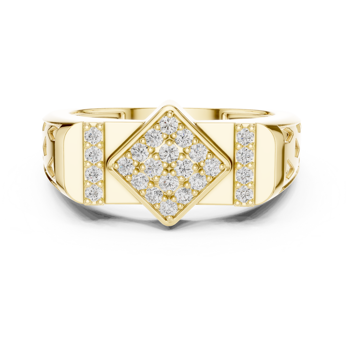 14K Solid Gold Lab Diamond Cluster Ring, Yellow Gold