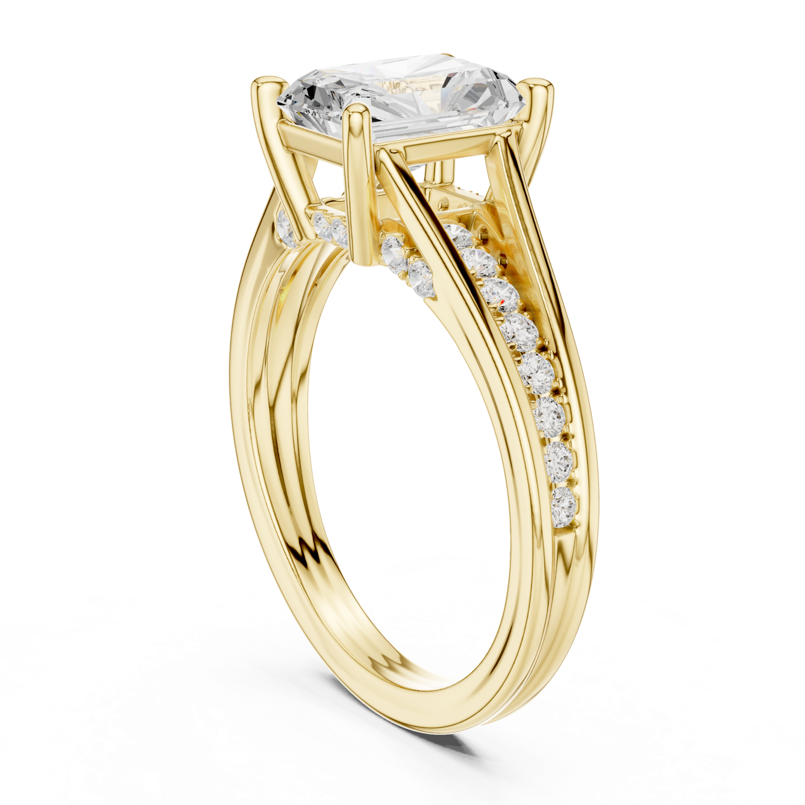 Gold Ring DDLR-253, Radiant center stone, Yellow Gold, view 1