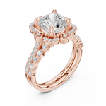 Gold Ring, Cushion center stone, Rose Gold, view 2