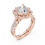 Gold Ring, Cushion center stone, Rose Gold, view 2