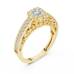14K Solid Gold Lab Diamond Halo Ring, Yellow Gold, view 2