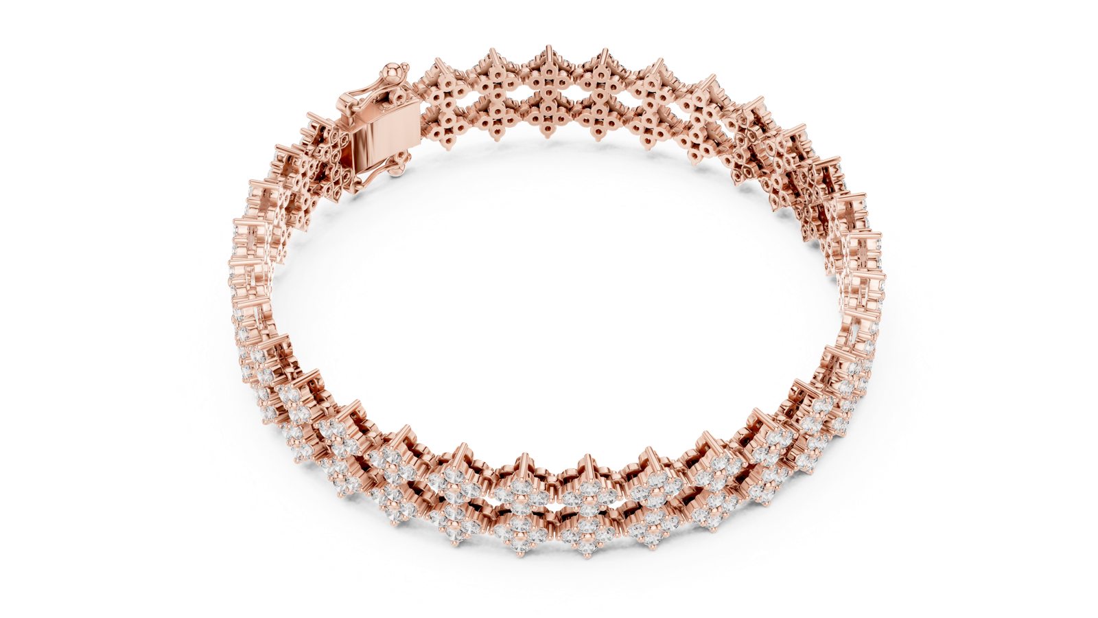 14K Solid Gold Lab Diamond Bracelet, Rose Gold, view 2