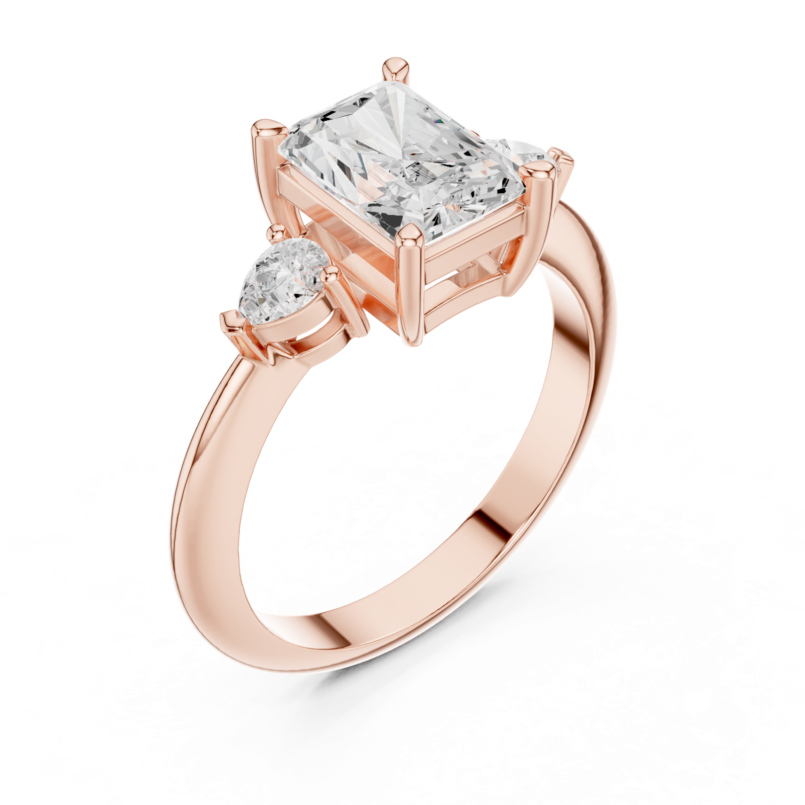 Gold Jewelry L35-66, Radiant center stone, Rose Gold, view 2