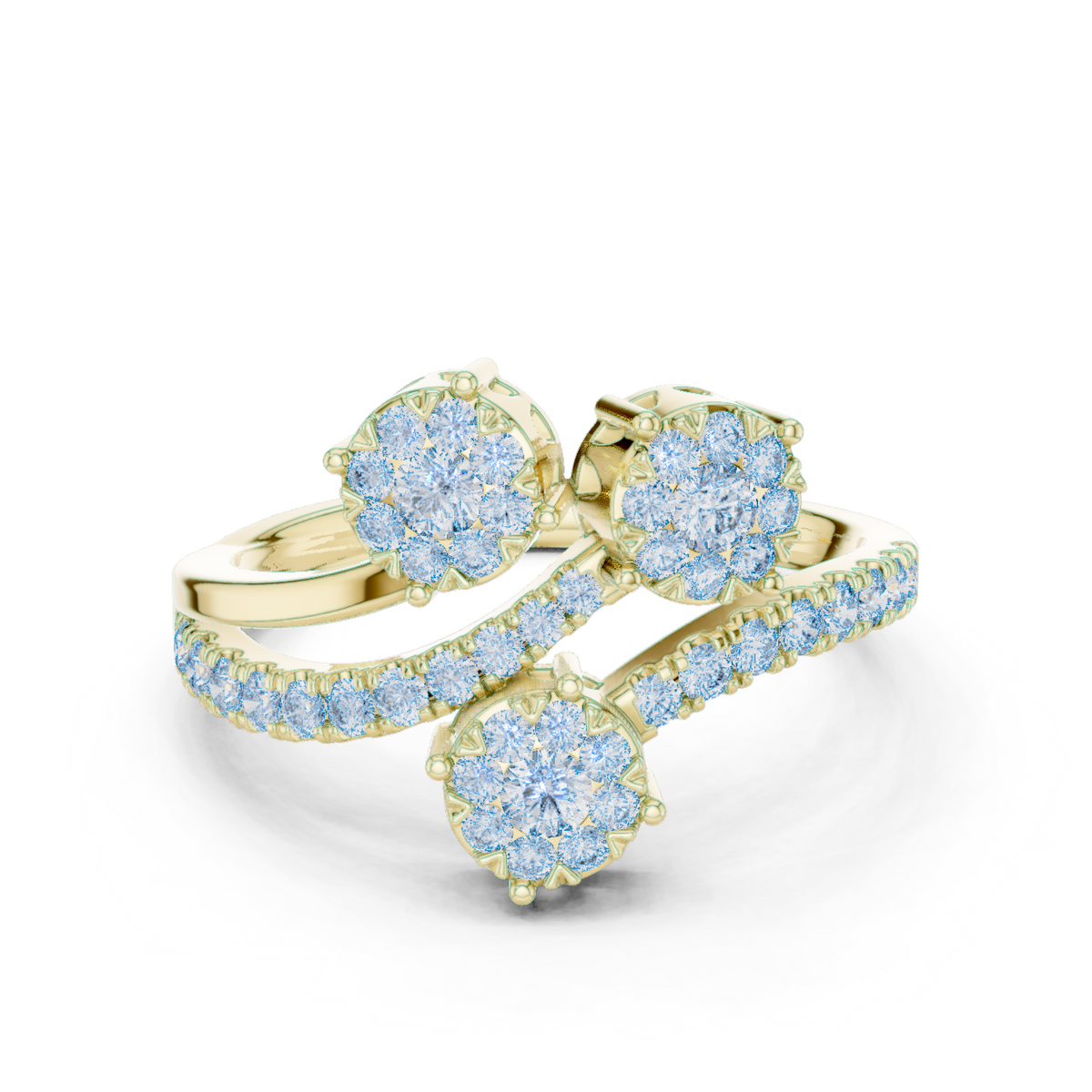 14K Solid Gold Lab Diamond Twist Ring, Yellow Gold