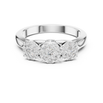 14K Solid Gold Lab Diamond Three-Stone Ring, White Gold