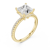 Gold Ring DDLR-177, Princess center stone, Yellow Gold, view 2