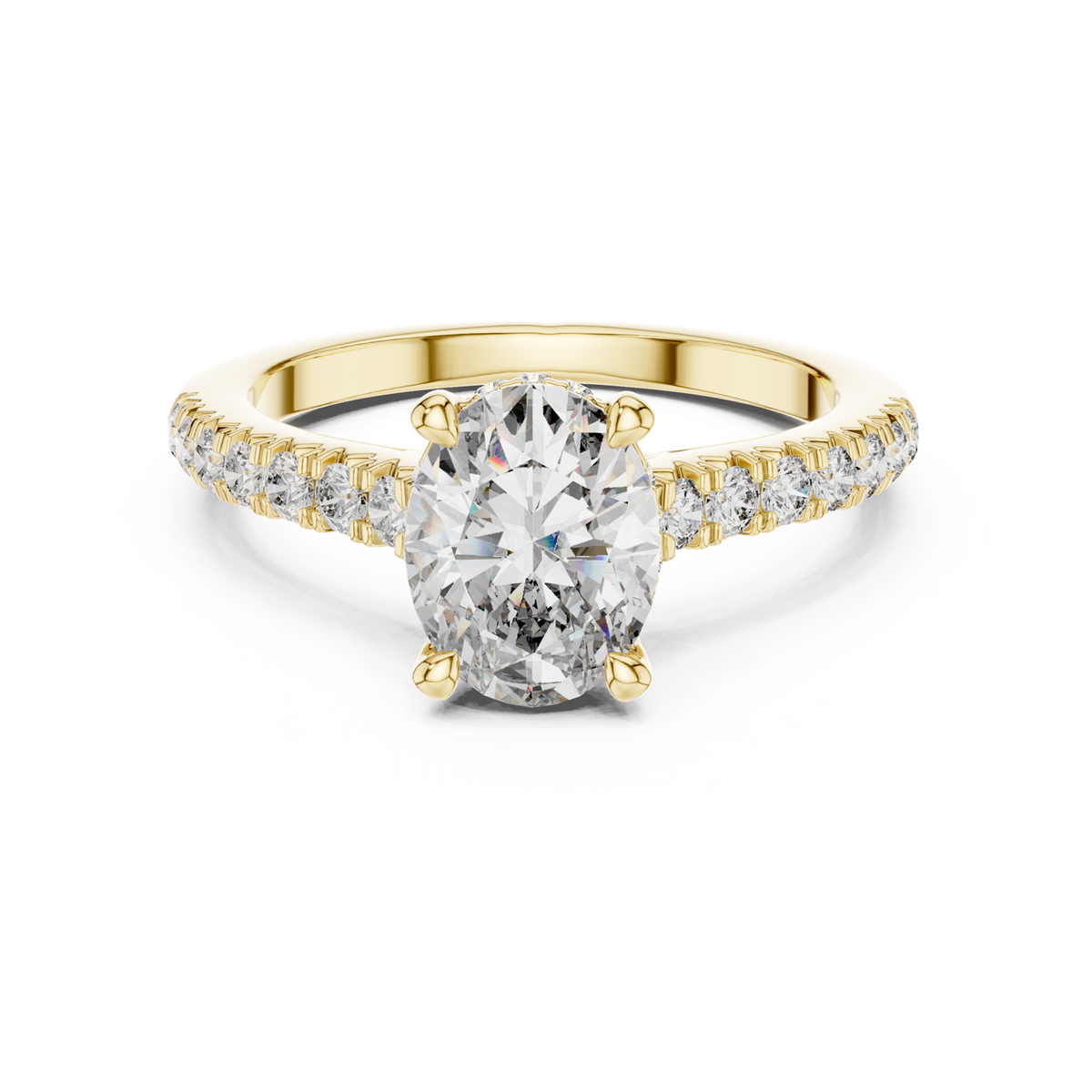 14K Solid Gold Lab Diamond Solitaire Ring, Yellow Gold