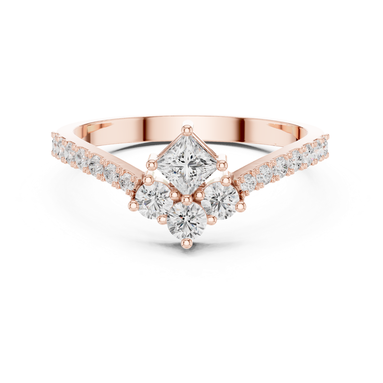 Gold Ring HLR-44, Rose Gold, view 4