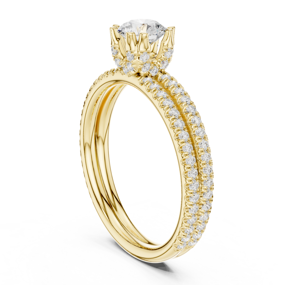 14K Solid Gold Lab Diamond Solitaire Ring, Yellow Gold, view 1