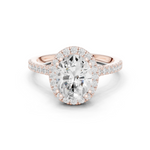 Gold Ring DDLR-255, Oval center stone, Rose Gold