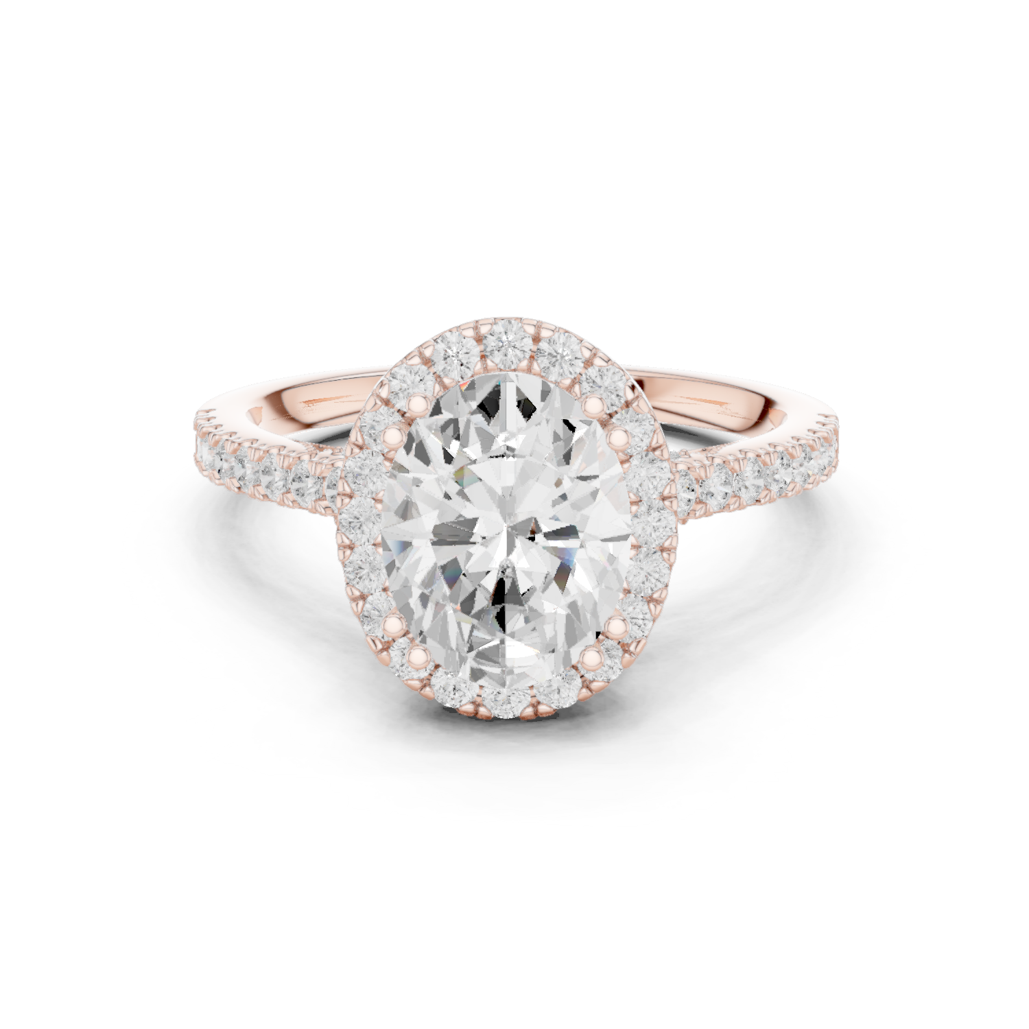 Gold Ring DDLR-255, Oval center stone, Rose Gold