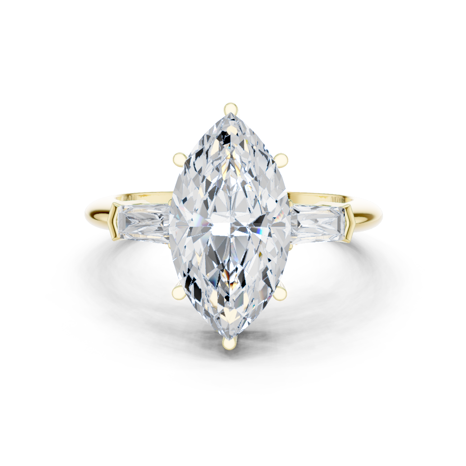 Gold Jewelry L35-67, Marquise center stone, Yellow Gold