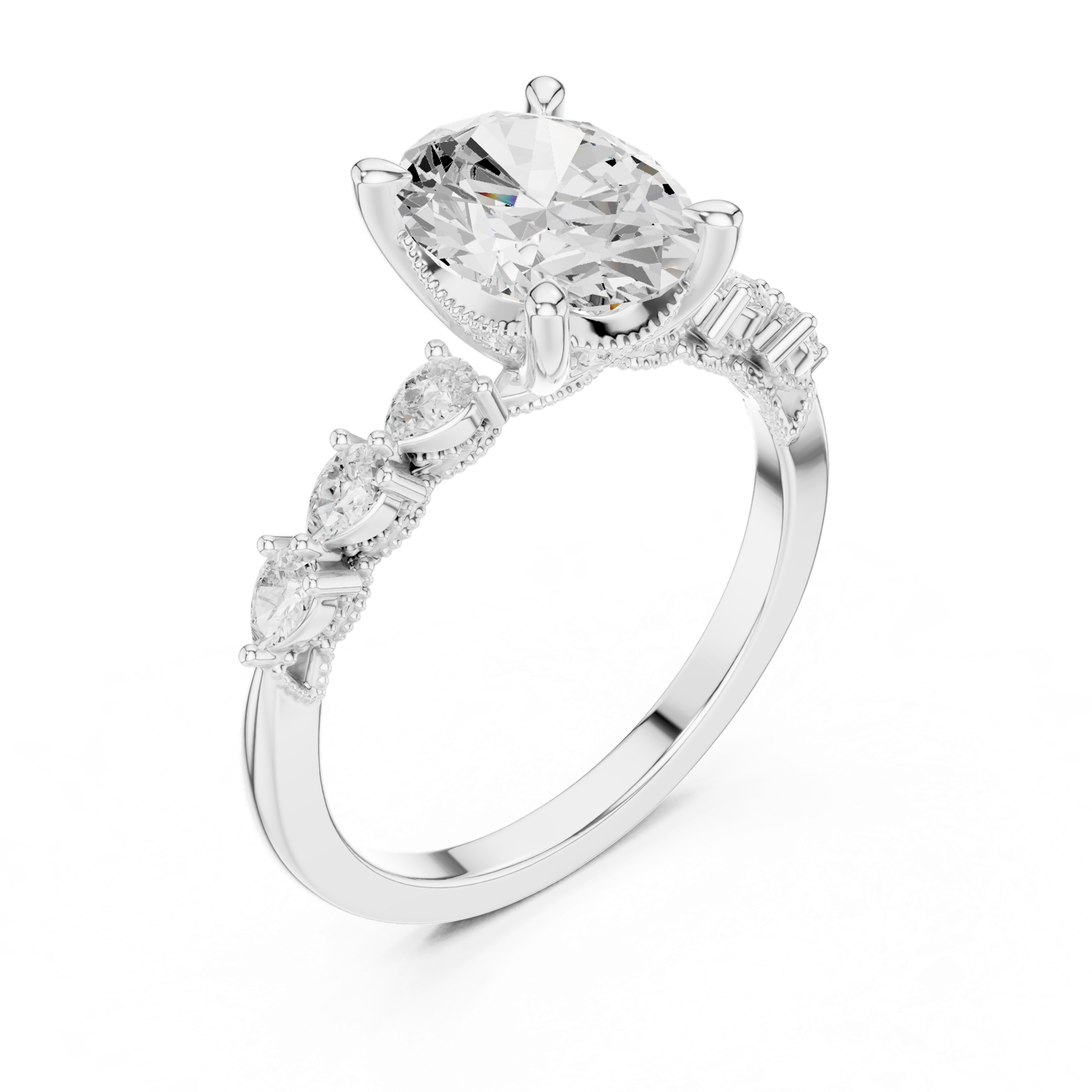 Gold Ring DDLR-1005, White Gold, view 2