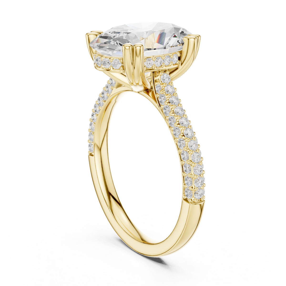 14K Solid Gold Lab Diamond Solitaire Ring, Yellow Gold, view 1