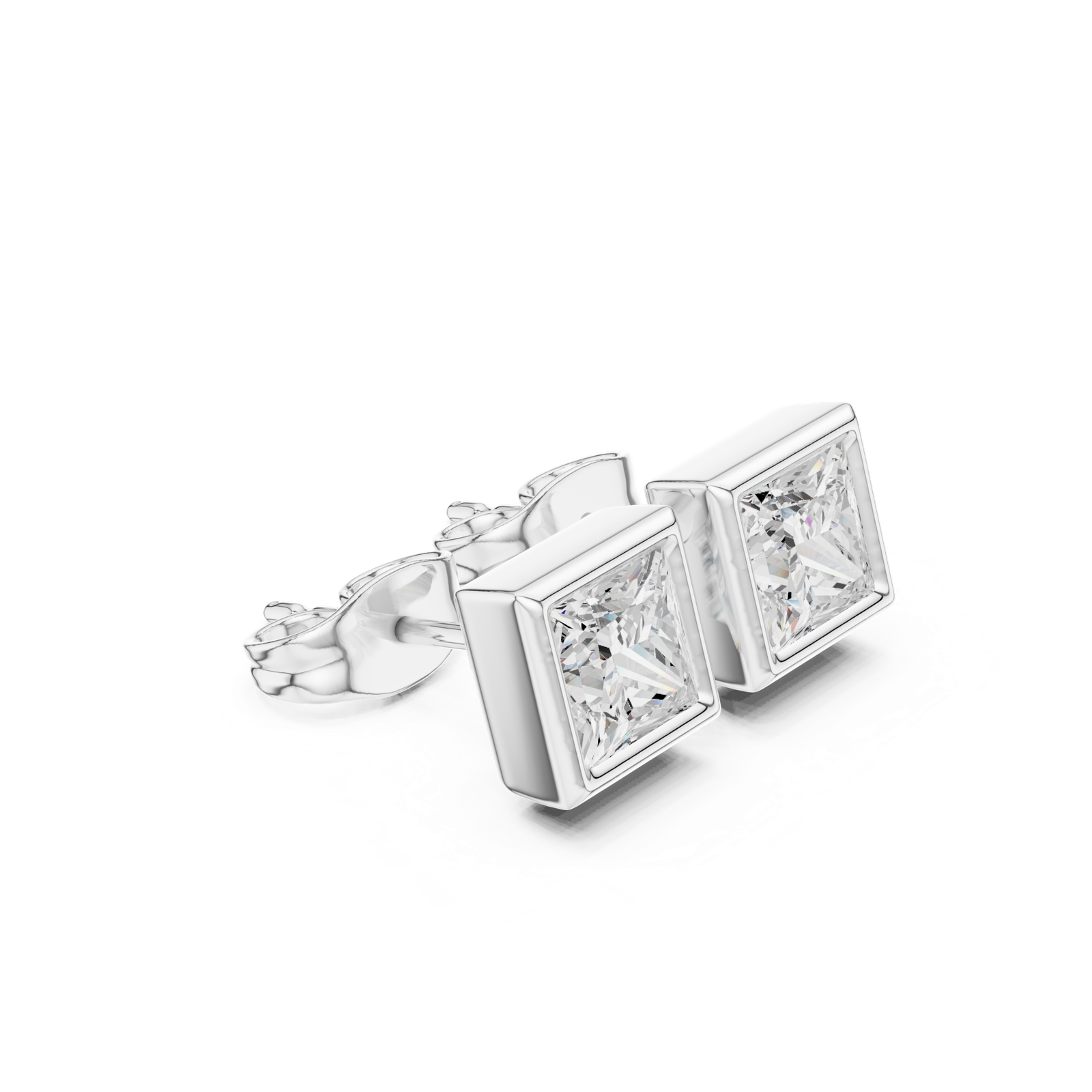 Gold Jewelry DDER-001, Princess center stone, White Gold, view 1
