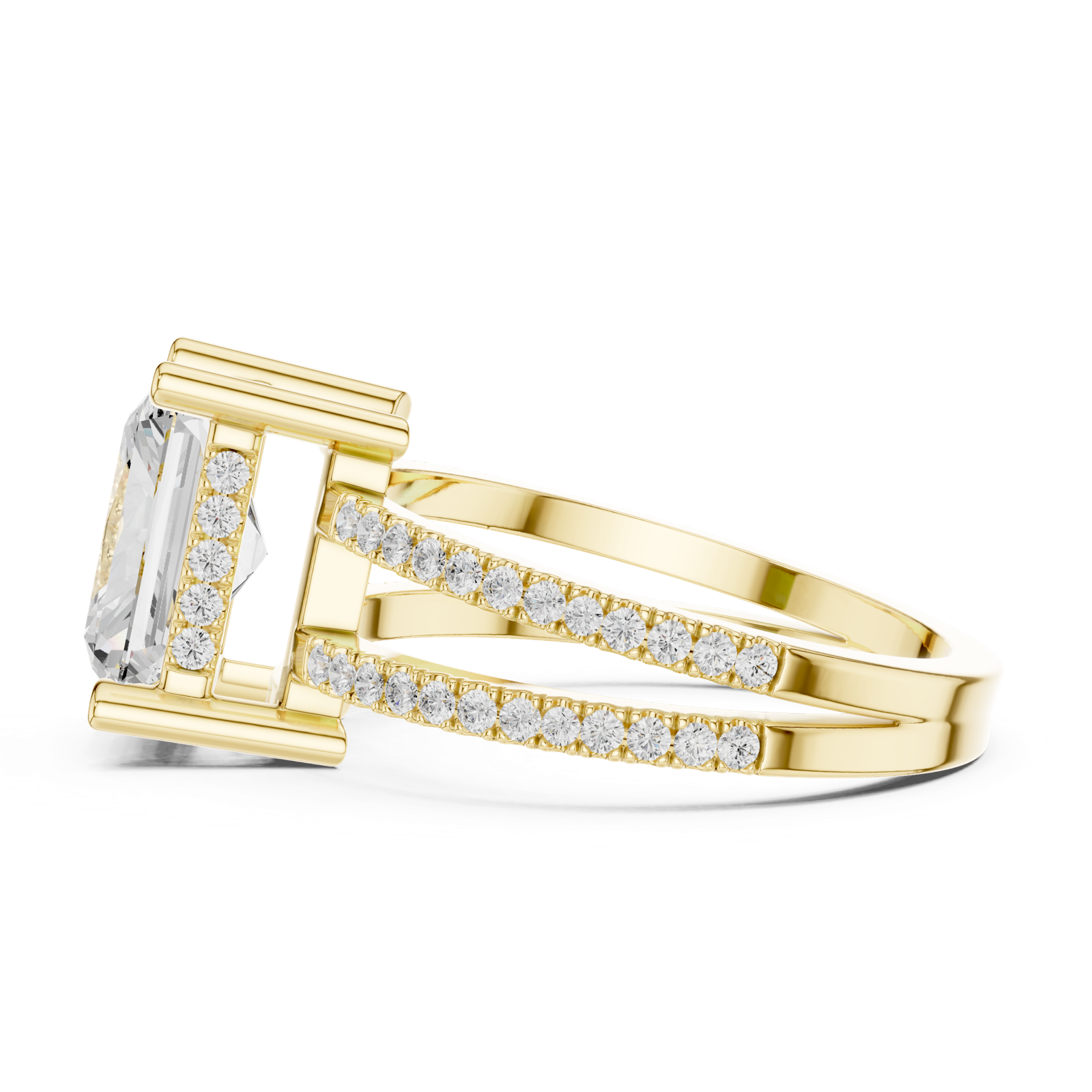 Gold Jewelry L36-13, Radiant center stone, Yellow Gold, view 3