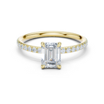 Gold Jewelry, Emerald center stone, Yellow Gold