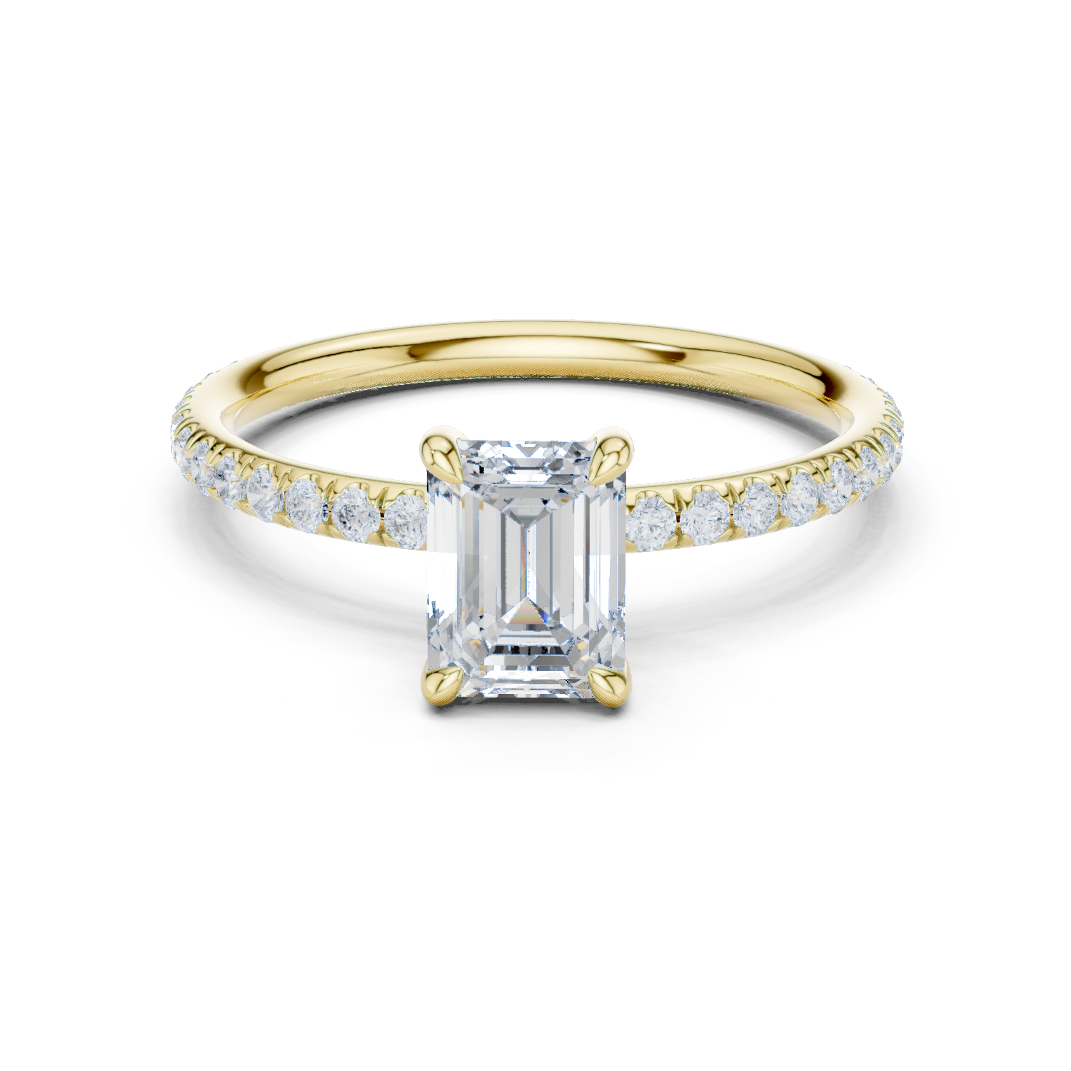 Gold Jewelry, Emerald center stone, Yellow Gold