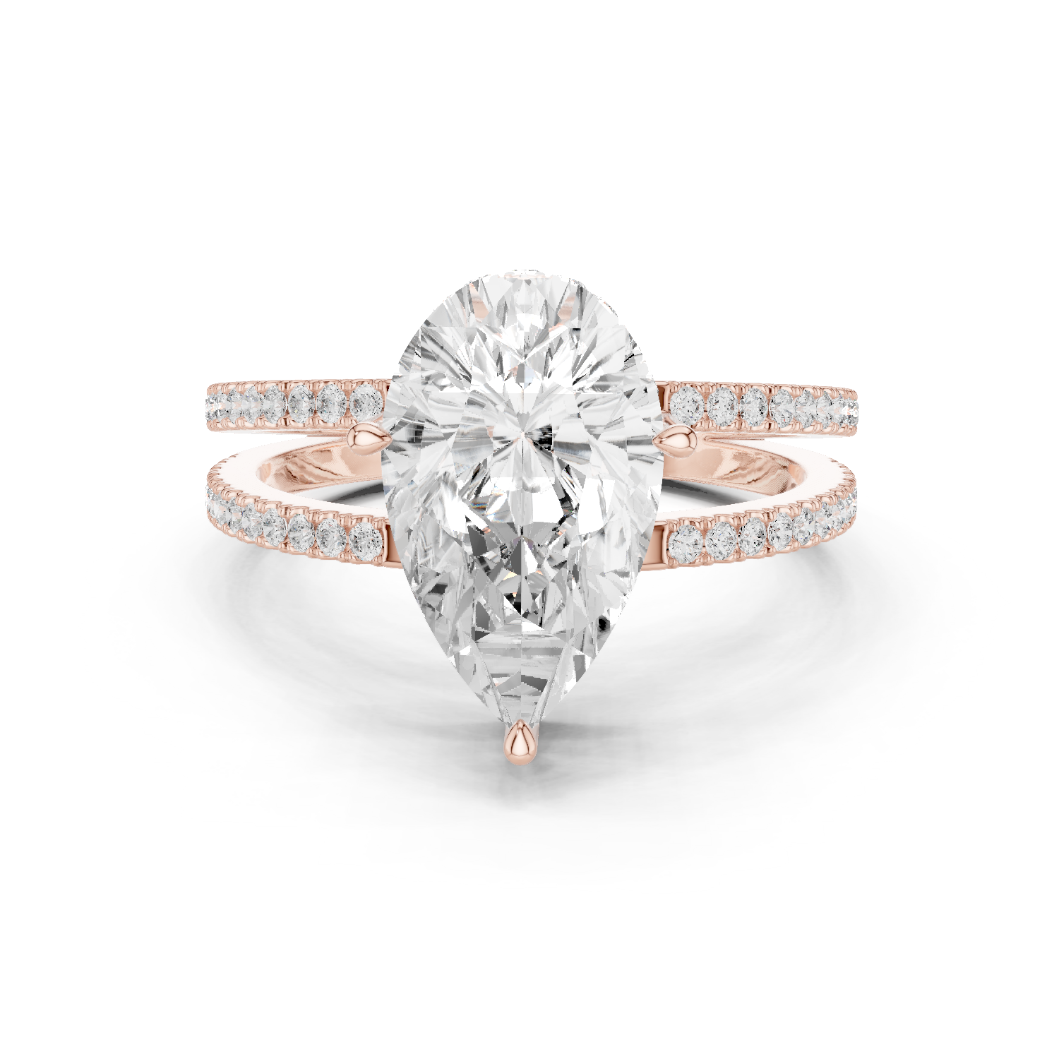 Gold Jewelry L36-13, Pear center stone, Rose Gold