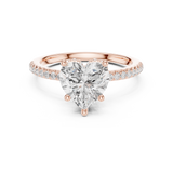 Gold Ring DDLR-177, Heart center stone, Rose Gold, view 4