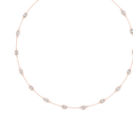 14K Solid Gold Lab Diamond Station Necklace, Rose Gold, view 2