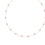 14K Solid Gold Lab Diamond Station Necklace, Rose Gold, view 2
