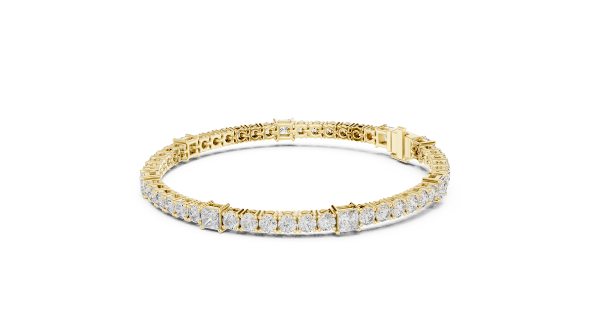14K Solid Gold Lab Diamond Bracelet, Yellow Gold, view 1