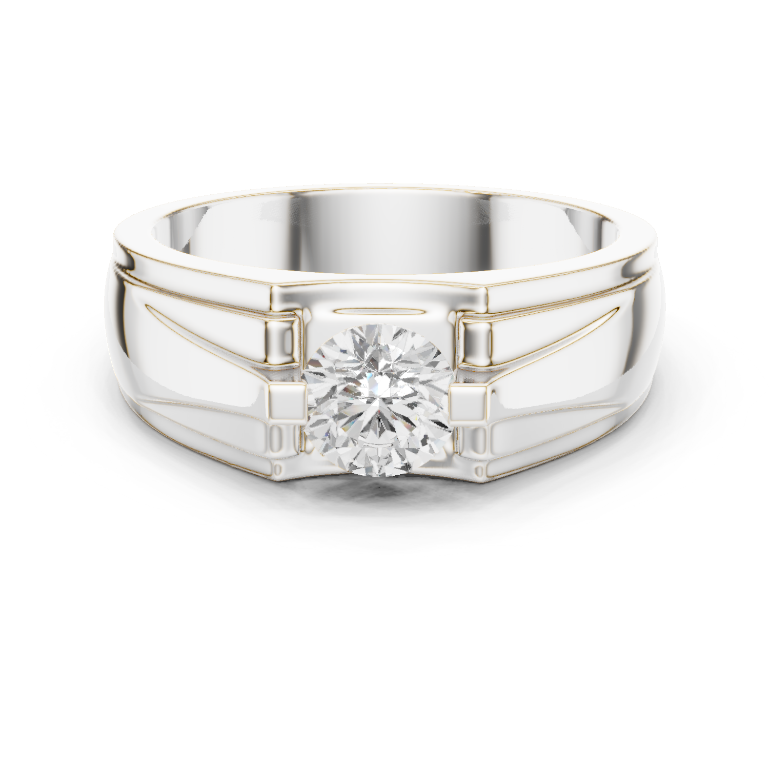 14K Solid Gold Lab Diamond Solitaire Ring, White Gold
