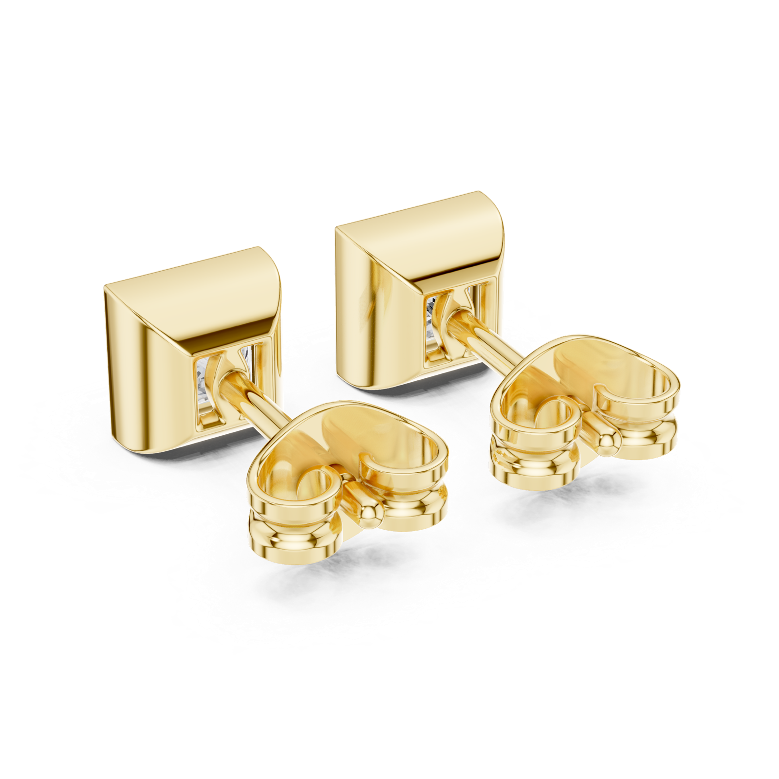 14K Solid Gold Lab Diamond Stud Earrings, Yellow Gold, view 3
