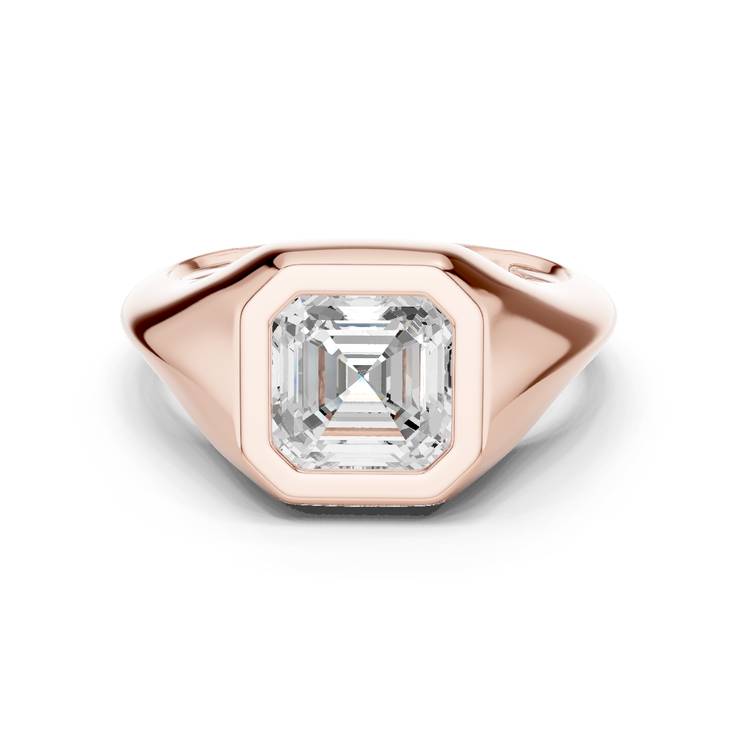 Gold Jewelry L36-4, Asscher center stone, Rose Gold