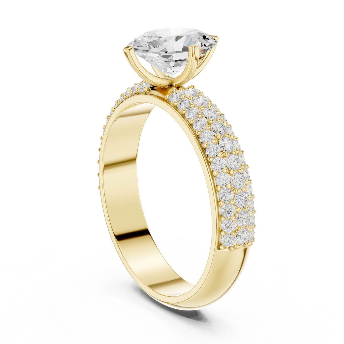 14K Solid Gold Lab Diamond Solitaire Ring, Yellow Gold, view 1