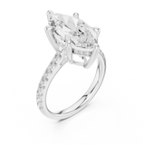 Gold Ring DDLR-250, Marquise center stone, White Gold, view 2