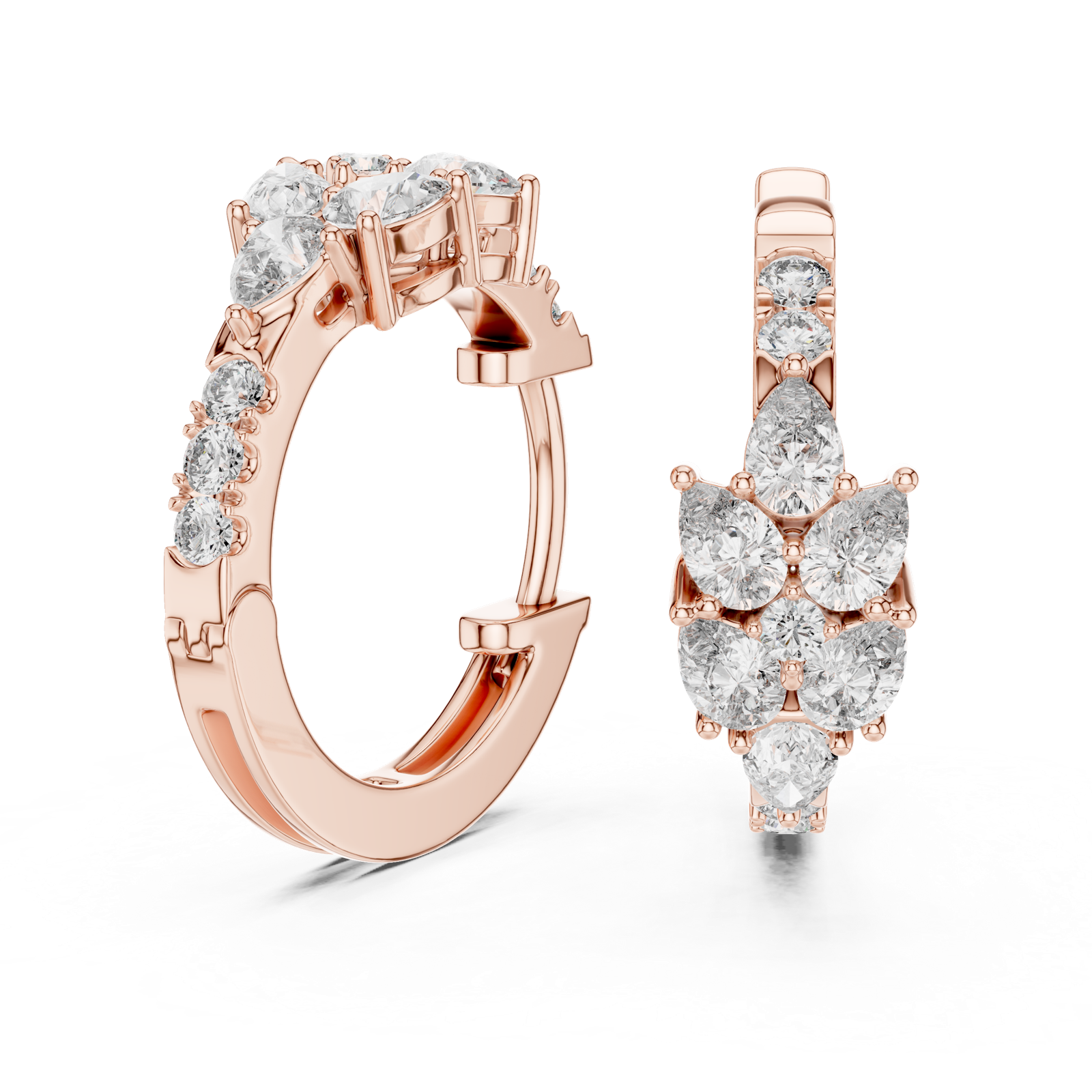 Gold Earrings L02-483, Rose Gold, view 1