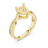 Gold Twisted Band Solitaire Engagement Ring, Pear center stone, Yellow Gold, view 2